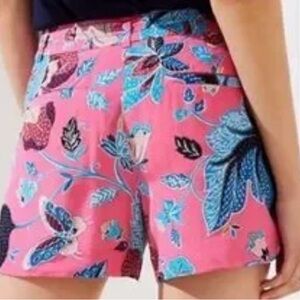 LOFT High Waist Floral Shorts - Pink and Blue